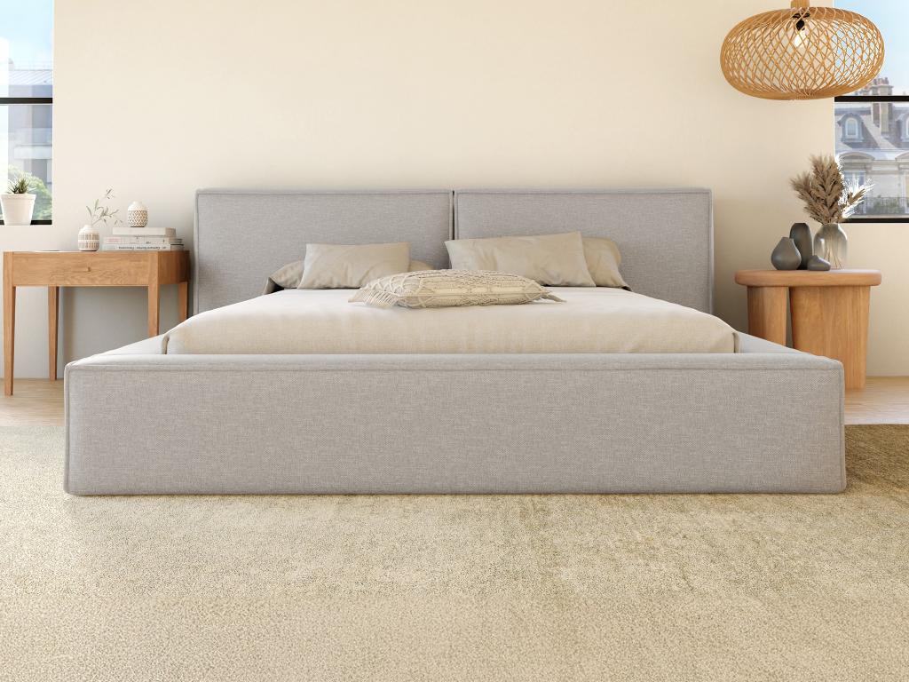 Letto in tessuto grigio, 140 x 190 cm