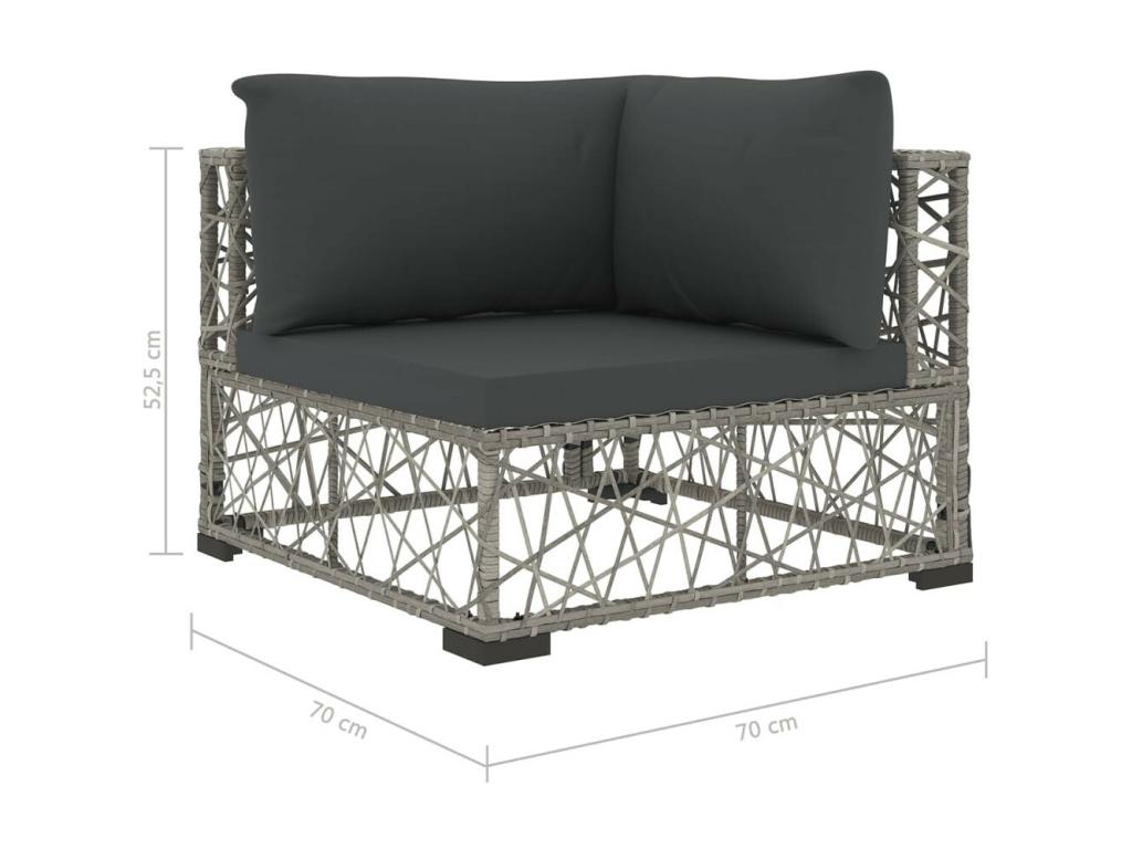 Set di mobili da esterno in vimini intrecciato in resina grigia - dlz1766583294964