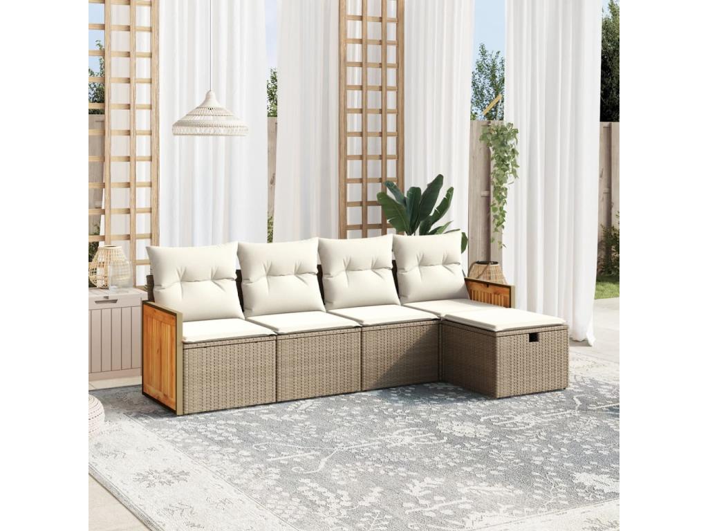 Set di mobili da esterno in vimini intrecciato in resina beige - dlz1766583366266