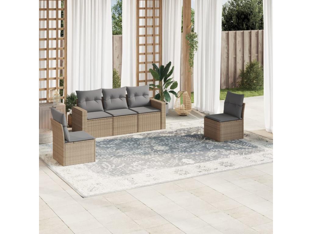 Set di mobili da esterno in vimini intrecciato in resina beige - dlz1766583817208