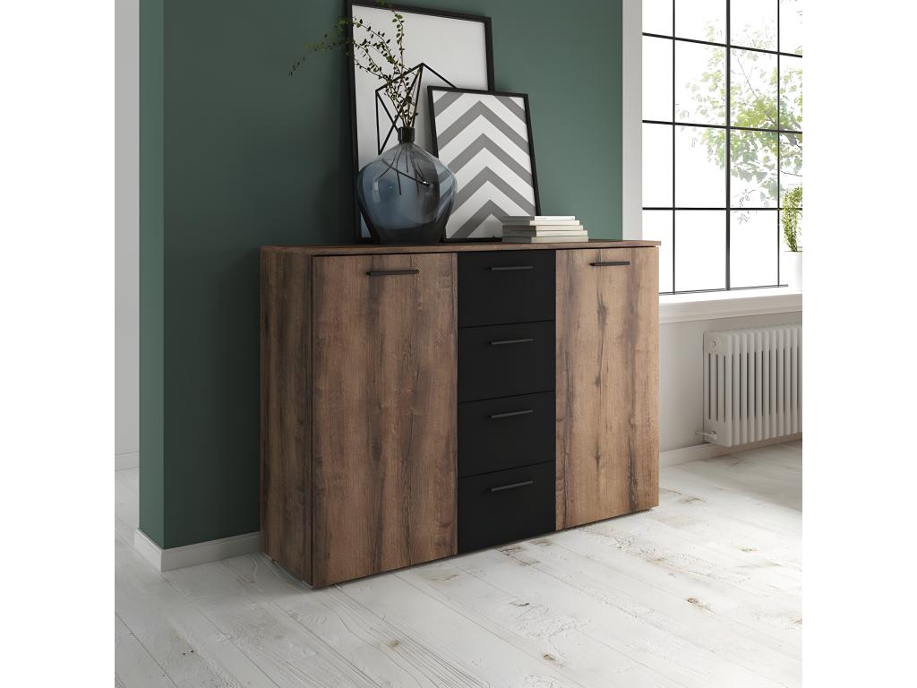 Cassettiera in legno di quercia marrone