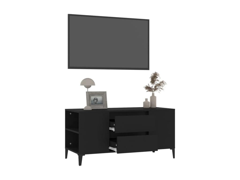 Mobile TV in legno ingegnerizzato nero, 102 x 44,5 x 50 cm