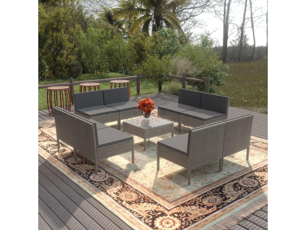 Set di mobili da esterno in vimini intrecciato in resina grigia - dlz1766584008234