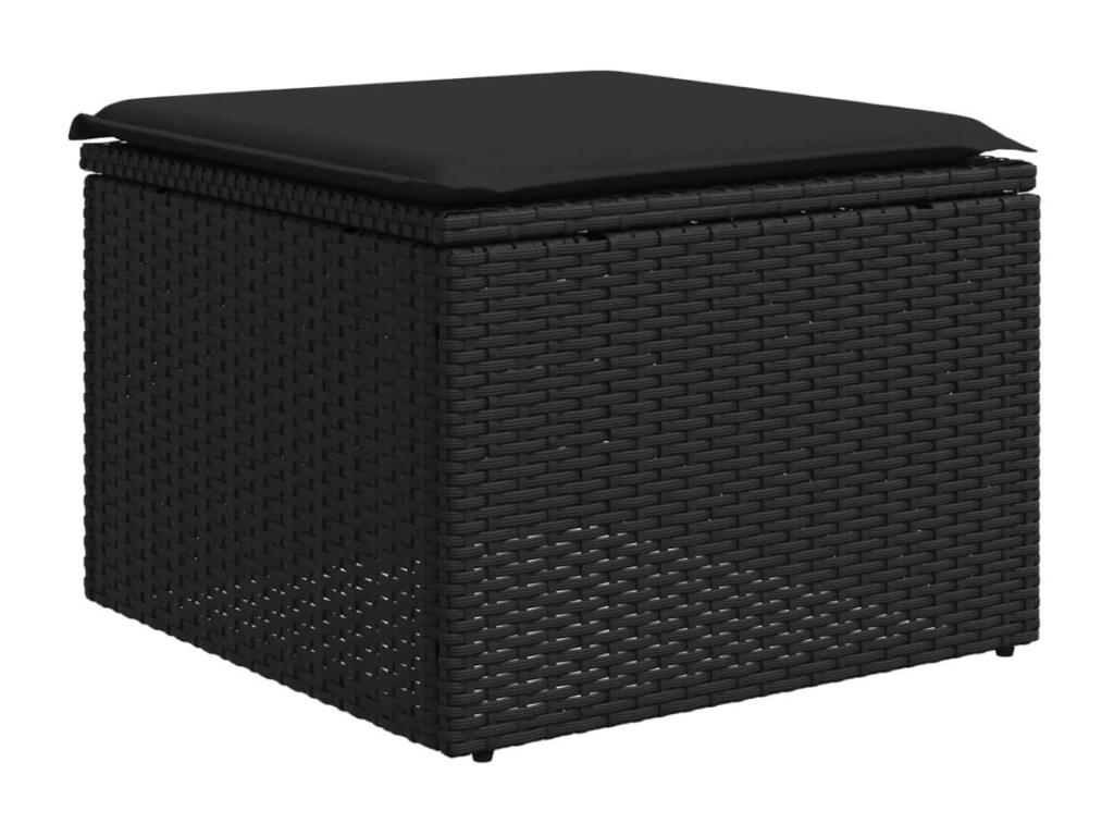 Set di mobili da esterno in vimini intrecciato in resina nera - dlz1766583255918