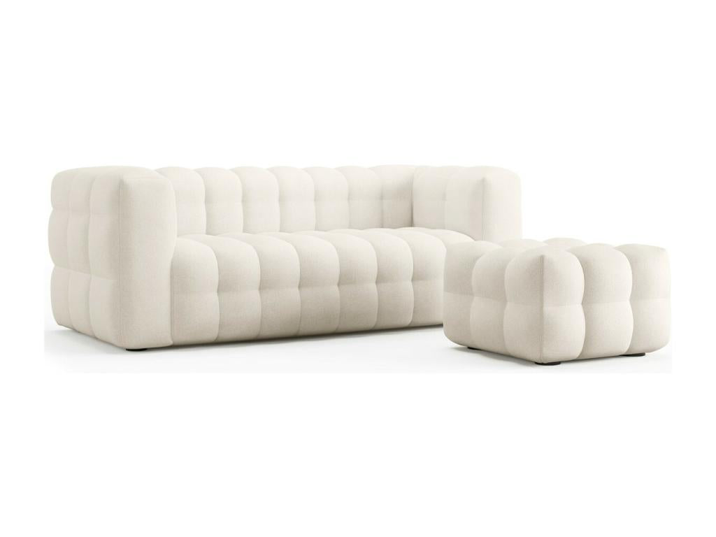 Pouf in tessuto bouclé beige