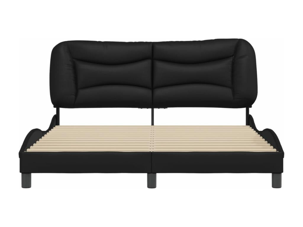 Struttura letto in similpelle nera, 160 x 200 cm
