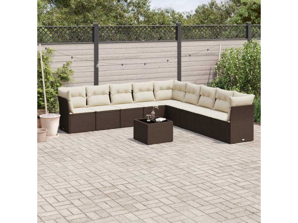 Set di mobili da esterno in vimini intrecciato in resina marrone