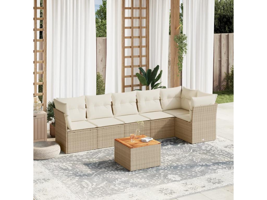 Set di mobili da esterno in vimini intrecciato in resina beige - dlz1766584035685