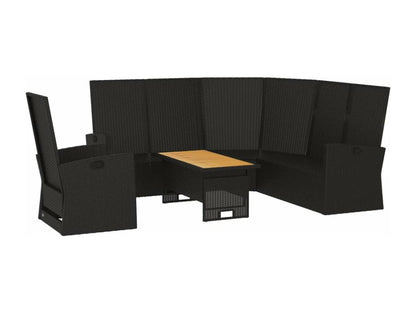 Set di mobili da esterno in vimini intrecciato in resina nera - dlz1766584004940