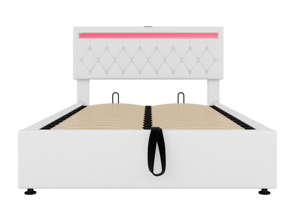 Letto in tessuto bianco, 140 x 200 cm