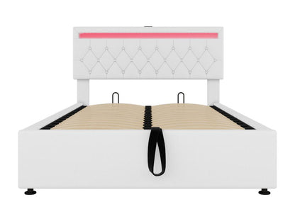 Letto in tessuto bianco, 140 x 200 cm