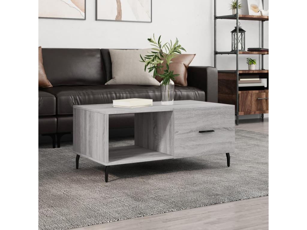 Tavolino da caffè in legno ingegnerizzato grigio, 90 x 50 x 40 cm