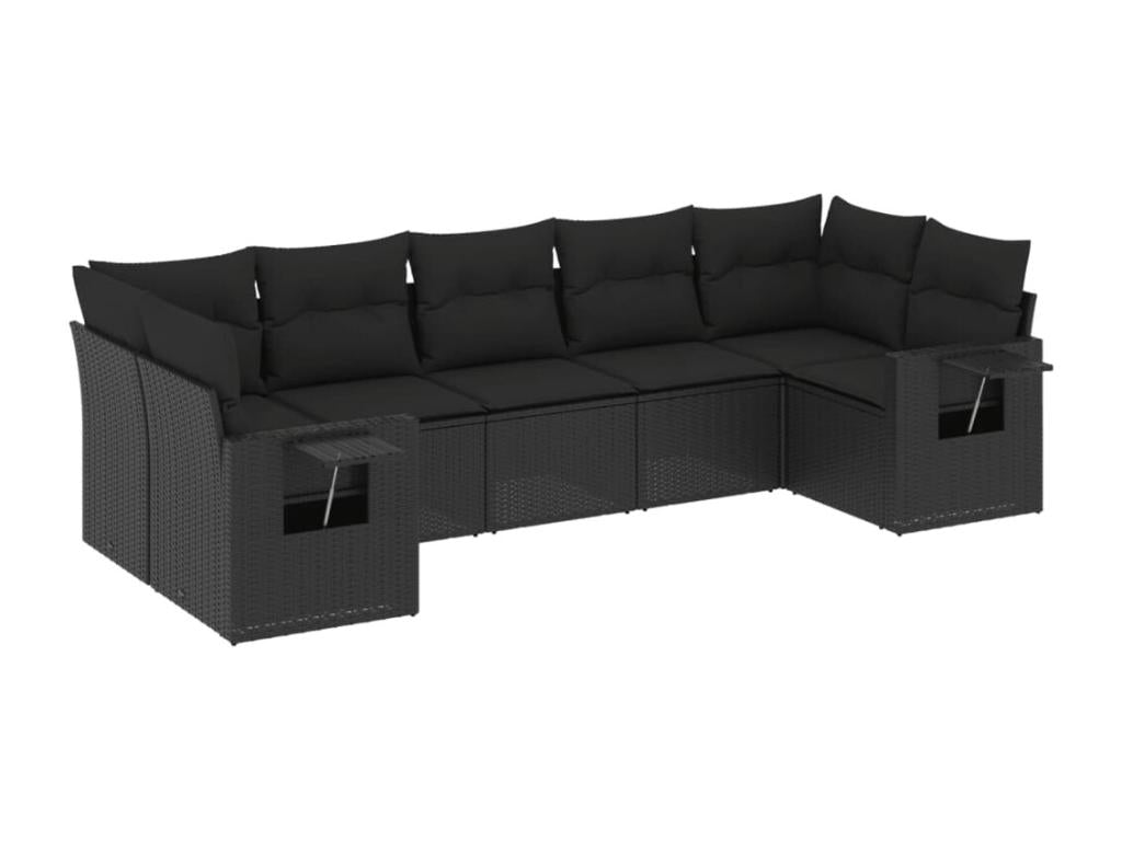 Set di mobili da esterno in vimini intrecciato in resina nera - dlz1766583320689