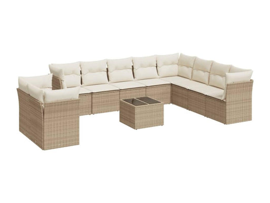 Set di mobili da esterno in vimini intrecciato in resina beige - dlz1766584127519