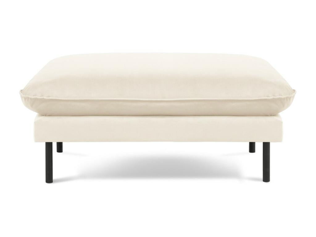 Pouf in velluto beige, 100 x 80 x 43 cm