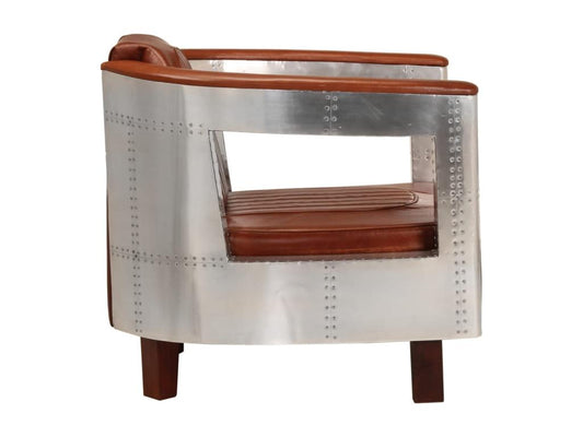 Poltrona in pelle marrone