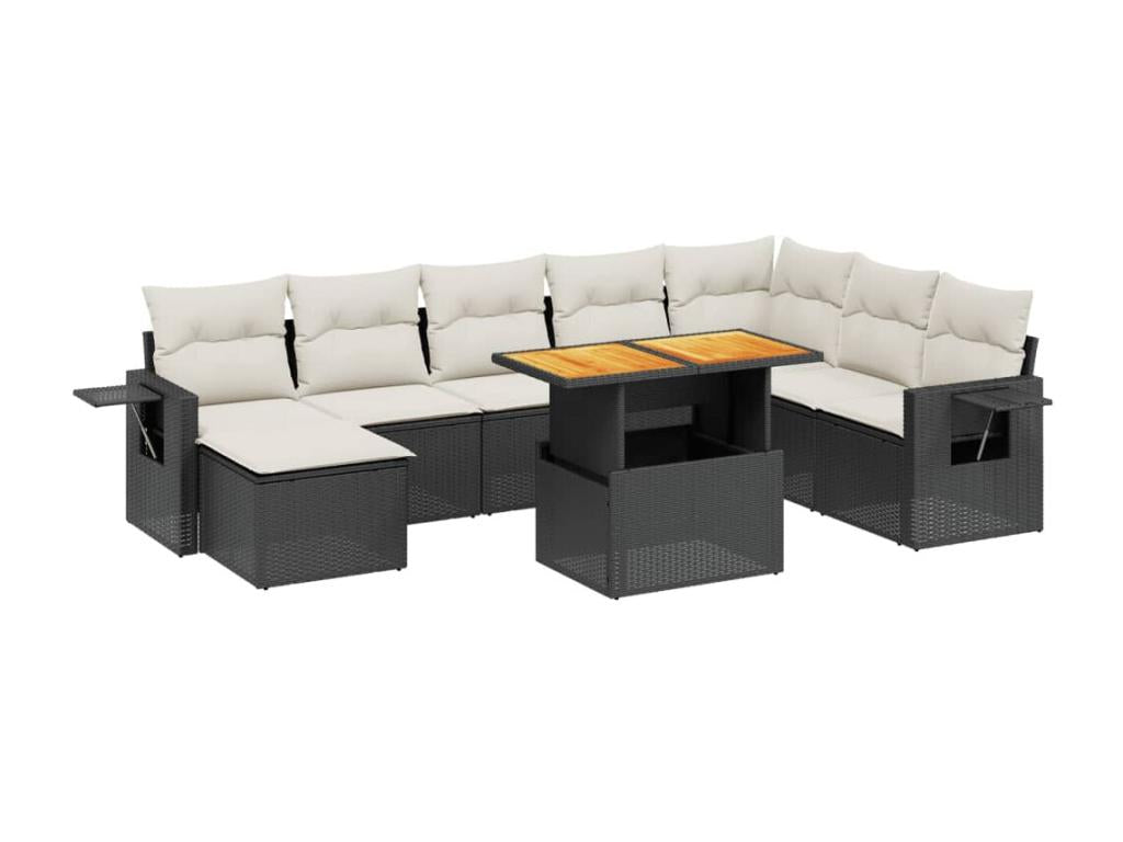 Set di mobili da esterno in vimini intrecciato in resina nera - dlz1766583040039
