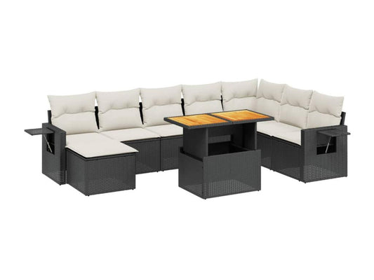 Set di mobili da esterno in vimini intrecciato in resina nera - dlz1766583040039