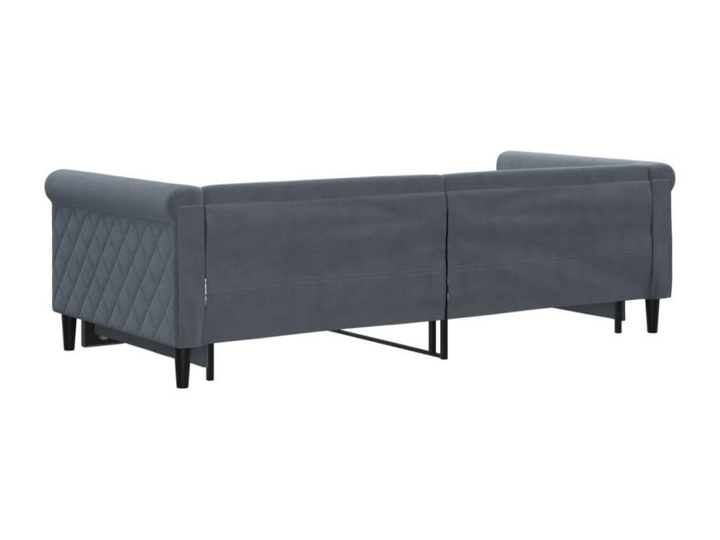 Letto in velluto grigio, 90 x 200 cm