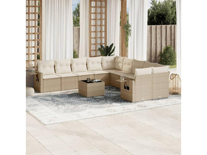 Set di mobili da esterno in vimini intrecciato in resina beige - dlz1766584087298