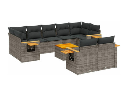 Set di mobili da esterno in vimini intrecciato in resina grigia - dlz1766583150840