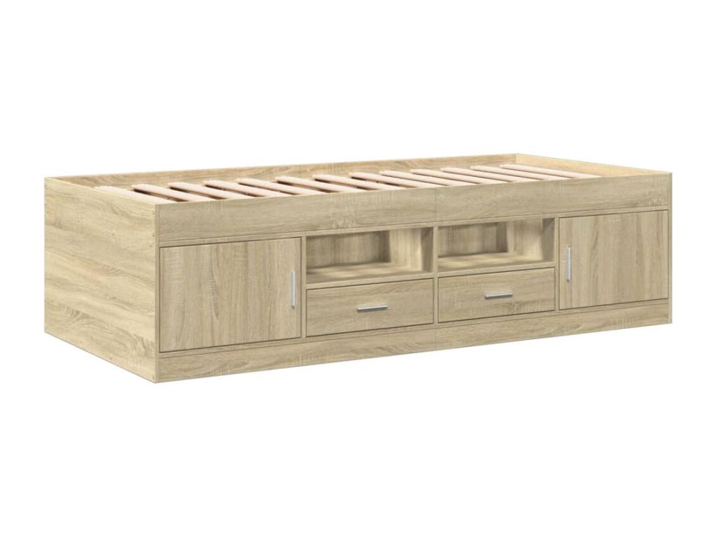 Letto in legno di rovere naturale, 100 x 200 cm - dlz1766583537149