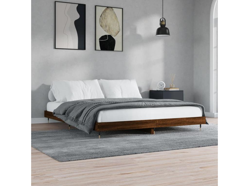 Struttura letto in legno ingegnerizzato marrone, 200 x 200 cm - dlz1766583602005