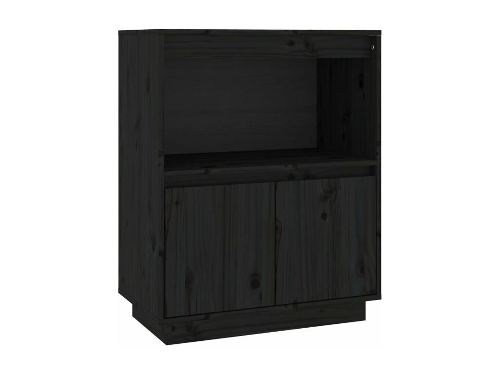 Credenza in legno massello nero, 60 x 34 x 75 cm
