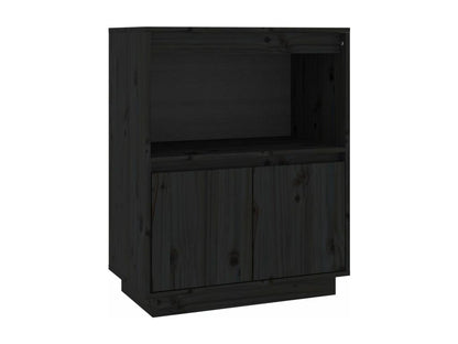 Credenza in legno massello nero, 60 x 34 x 75 cm