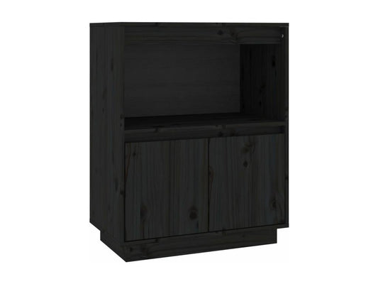 Credenza in legno massello nero, 60 x 34 x 75 cm