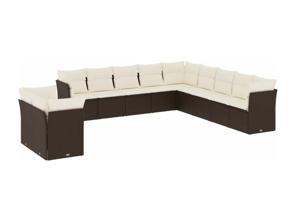 Set di mobili da esterno in vimini intrecciato in resina marrone - dlz1766583429665