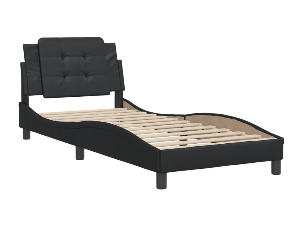 Struttura letto in similpelle nera, 90 x 190 cm