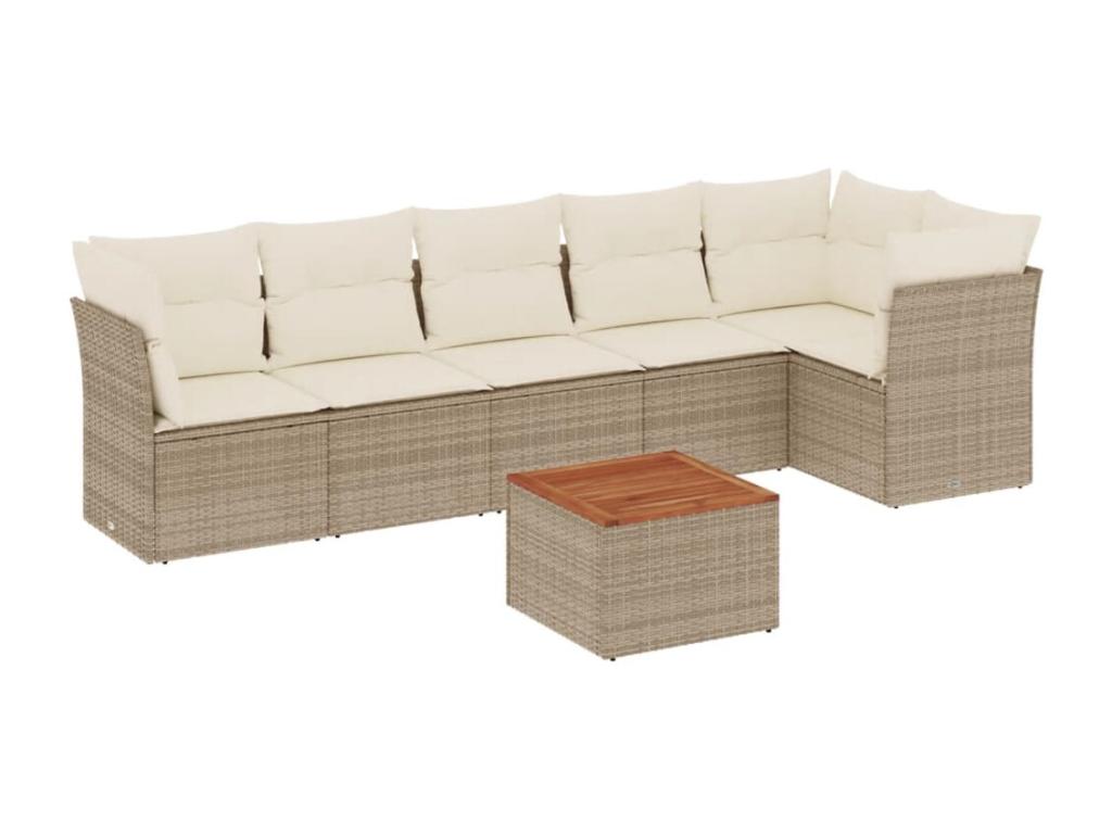Set di mobili da esterno in vimini intrecciato in resina beige - dlz1766584035685