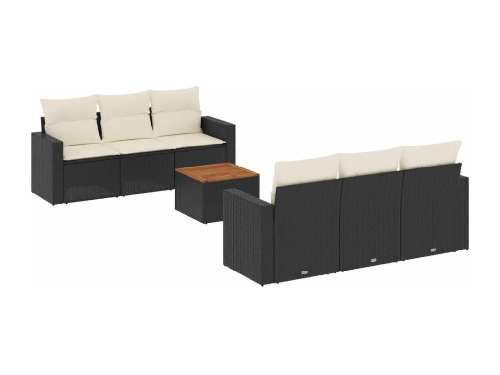 Set di mobili da esterno in vimini intrecciato in resina nera - dlz1766583736789