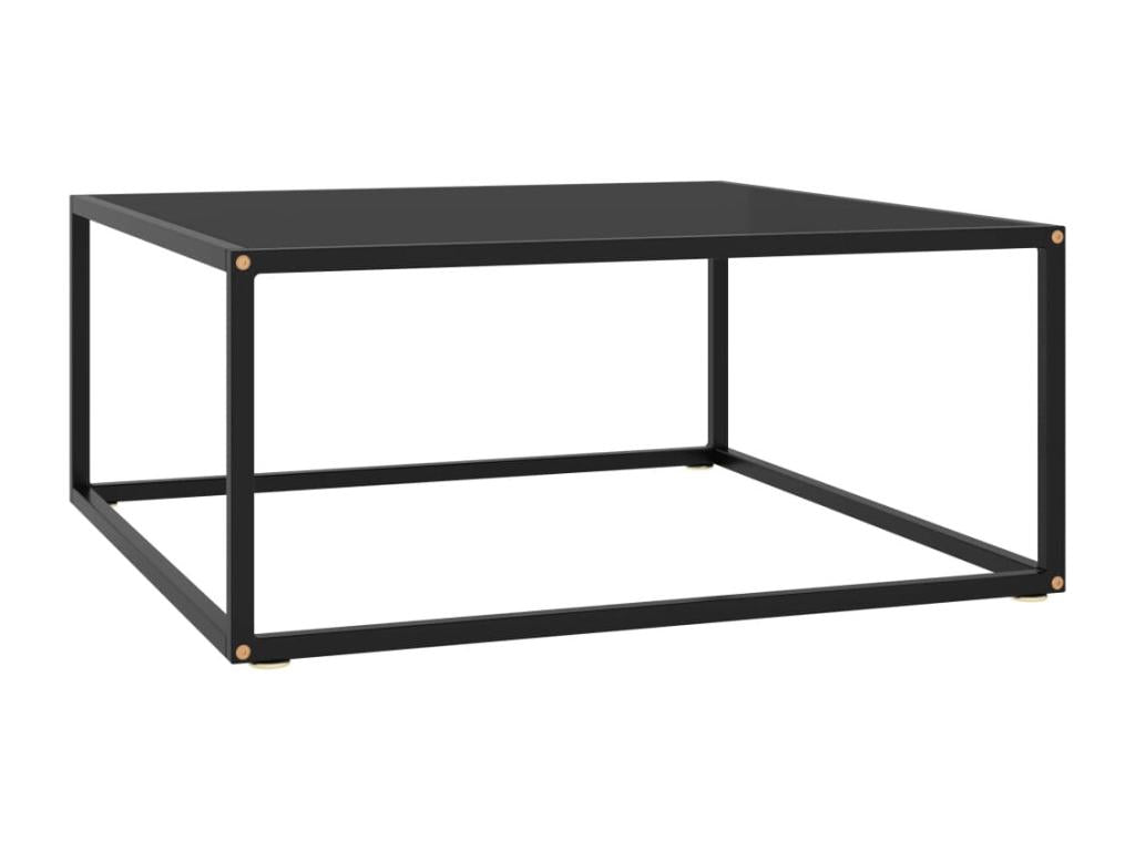 Tavolino da caffè in vetro nero, 80 x 80 x 35 cm