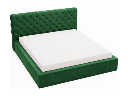 Letto in velluto verde, 140 x 200 cm