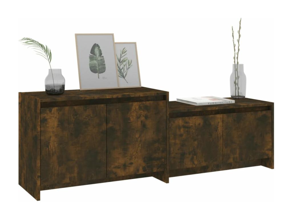 Mobile TV in legno di rovere marrone, 146,5 x 35 x 50 cm