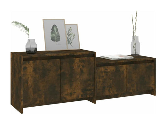 Mobile TV in legno di rovere marrone, 146,5 x 35 x 50 cm