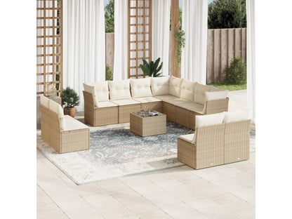 Set di mobili da esterno in vimini intrecciato in resina beige - dlz1766583191128