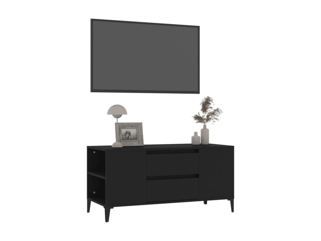 Mobile TV in legno ingegnerizzato nero, 102 x 44,5 x 50 cm