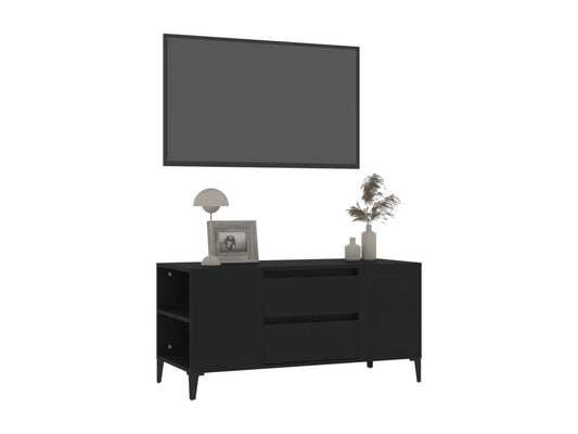 Mobile TV in legno ingegnerizzato nero, 102 x 44,5 x 50 cm