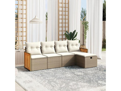Set di mobili da esterno in vimini intrecciato in resina beige - dlz1766583366266