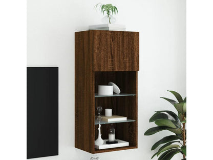 Mobile TV in legno di rovere marrone, 40,5 x 30 x 90 cm