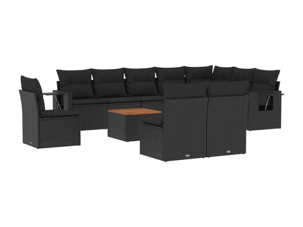 Set di mobili da esterno in vimini intrecciato in resina nera - dlz1766583279492