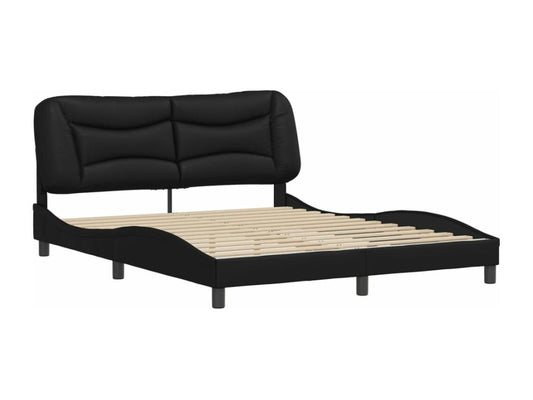 Struttura letto in similpelle nera, 160 x 200 cm