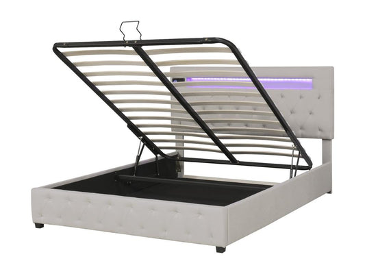 Letto in velluto grigio, 140 x 200 cm - dlz1766583345438