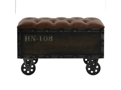 Panca in similpelle marrone, 80,5 x 41 x 50 cm