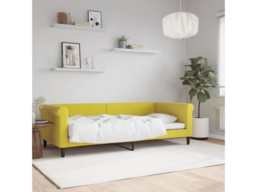 Letto in velluto giallo, 90 x 200 cm