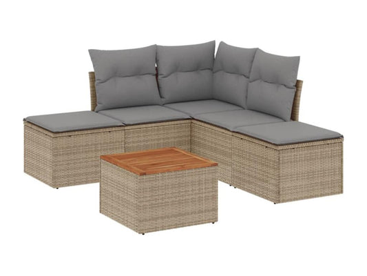 Set di mobili da esterno in vimini intrecciato in resina beige - dlz1766583575476