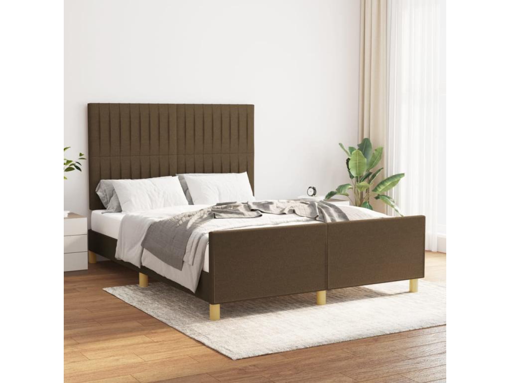 Struttura letto in tessuto marrone, 140 x 190 cm
